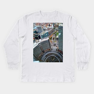 Aerial View of Central Milan Piazza Gae Aulenti Kids Long Sleeve T-Shirt